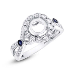 0.53ct Diamond & 0.15ct Blue Sapphire 14k White Gold Semi-mount Ring