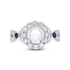 0.53ct Diamond & 0.15ct Blue Sapphire 14k White Gold Semi-mount Ring