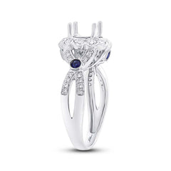 0.53ct Diamond & 0.15ct Blue Sapphire 14k White Gold Semi-mount Ring