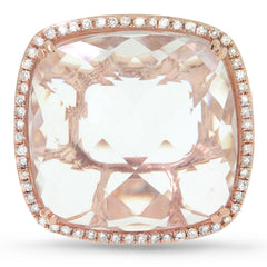 0.25ct Diamond & 17.53ct White Topaz 14k Rose Gold Ring