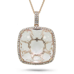 0.30ct Diamond & 18.18ct White Topaz 14k Rose Gold Pendant