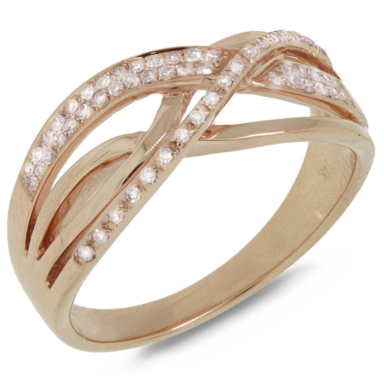0.15ct 14k Rose Gold Diamond Bridge Ring