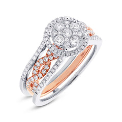 0.72ct 14k Two-tone Rose Gold Diamond Wedding Set Cluster