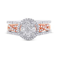 0.72ct 14k Two-tone Rose Gold Diamond Wedding Set Cluster