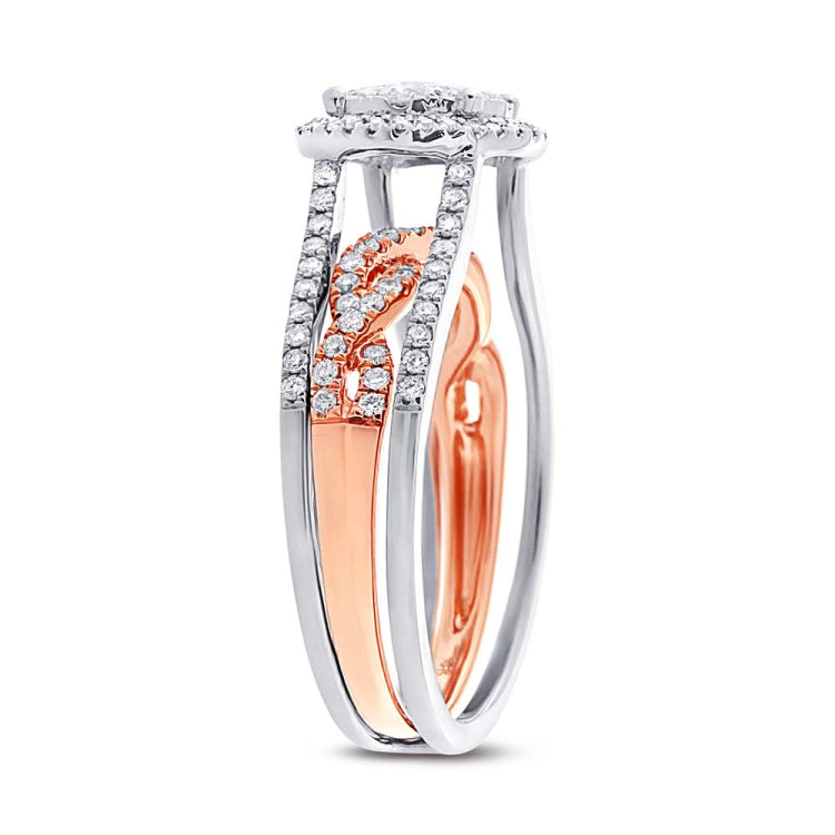 0.72ct 14k Two-tone Rose Gold Diamond Wedding Set Cluster