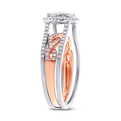 0.72ct 14k Two-tone Rose Gold Diamond Wedding Set Cluster