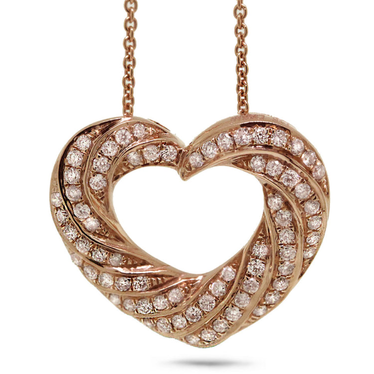 0.38ct 14k Rose Gold Diamond Heart Necklace