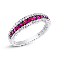 0.21ct Diamond & 0.39ct Ruby 14k White Gold Ring