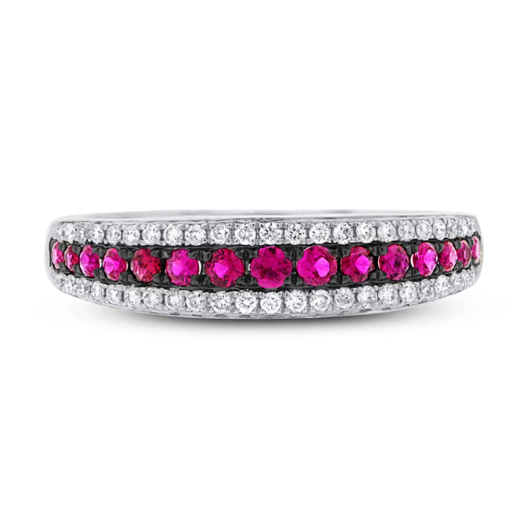 0.21ct Diamond & 0.39ct Ruby 14k White Gold Ring