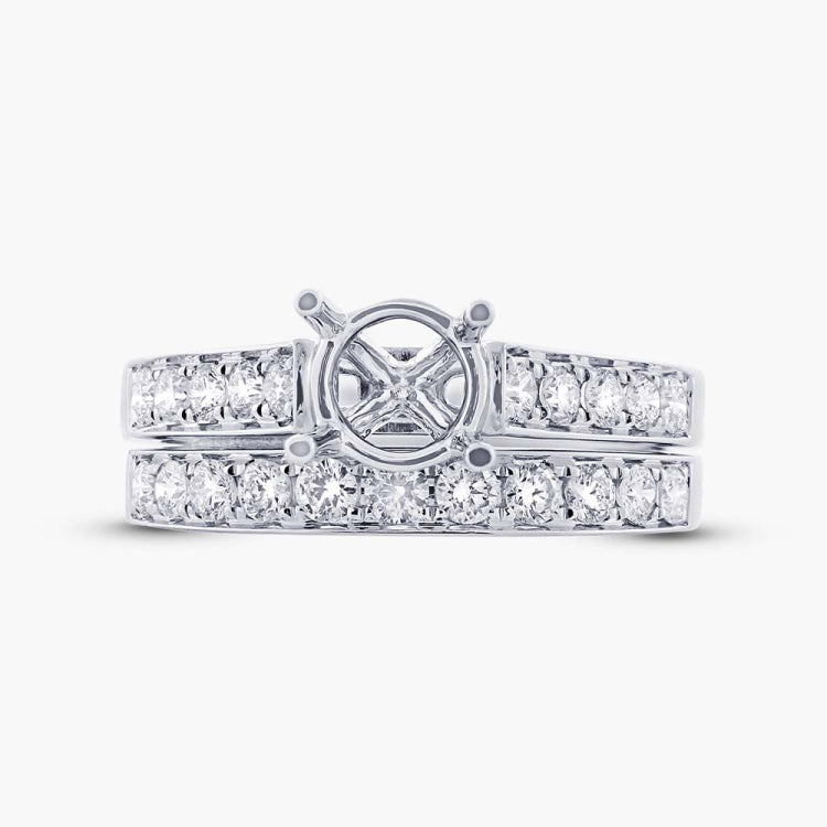 0.76ct 14k White Gold Diamond Semi-mount Ring 2-pc
