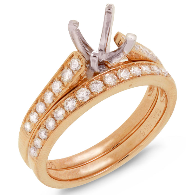 0.76ct 14k Rose Gold Diamond Semi-mount Ring 2-pc