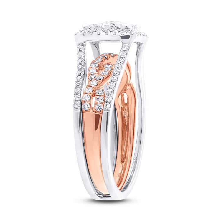 0.86ct 14k Two-tone Rose Gold Diamond Wedding Set Cluster