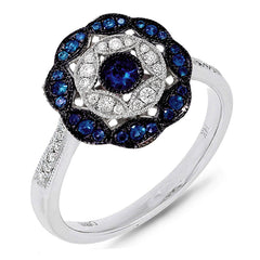 0.12ct Diamond & 0.27ct Blue Sapphire 14k White Gold Ring