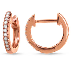 0.13ct 14k Rose Gold Diamond Huggie Earring