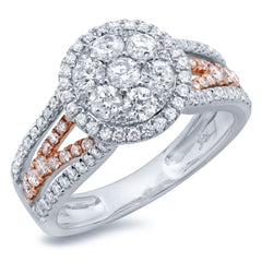 1.25ct 14k Two-tone Rose Gold Diamond Lady's Cluster Ring