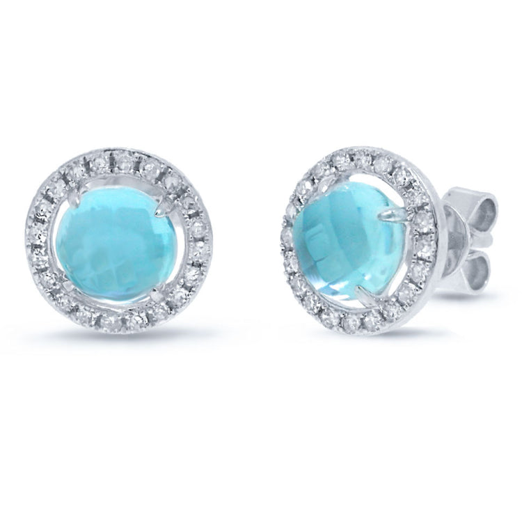 0.21ct Diamond & 2.38ct Blue Topaz 14k White Gold Earring