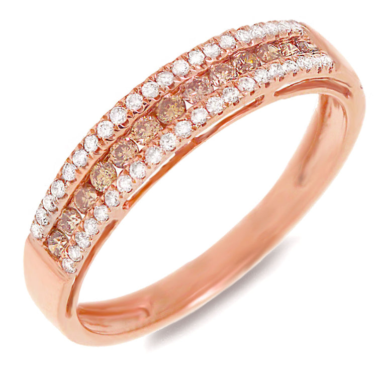 0.36ct 14k Rose Gold White & Champagne Diamond Lady's Band