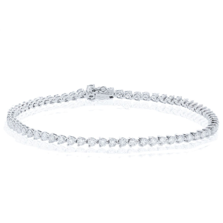3.06ct 18k White Gold Diamond Tennis Bracelet
