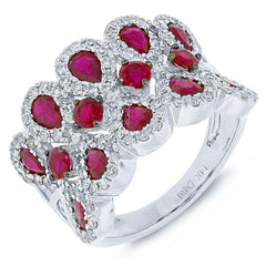 0.71ct Diamond & 2.54ct Ruby 14k White Gold Ring