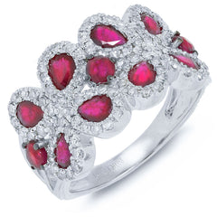 0.58ct Diamond & 1.95ct Ruby 14k White Gold Ring