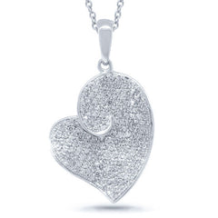 0.61ct 14k White Gold Diamond Pave Heart Necklace
