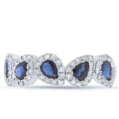 0.32ct Diamond & 1.07ct Blue Sapphire 14k White Gold Ring