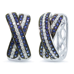 0.48ct Diamond & 0.91ct Blue Sapphire 14k White Gold Bridge Earring