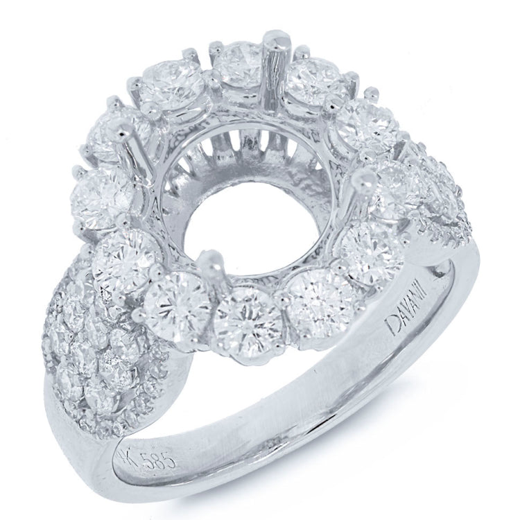 1.68ct 14k White Gold Diamond Semi-mount Ring