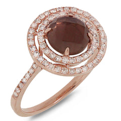 0.37ct Diamond & 1.35ct Smokey Topaz 14k Rose Gold Ring