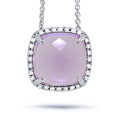 0.09ct Diamond & 2.76ct Amethyst 14k White Gold Pendant