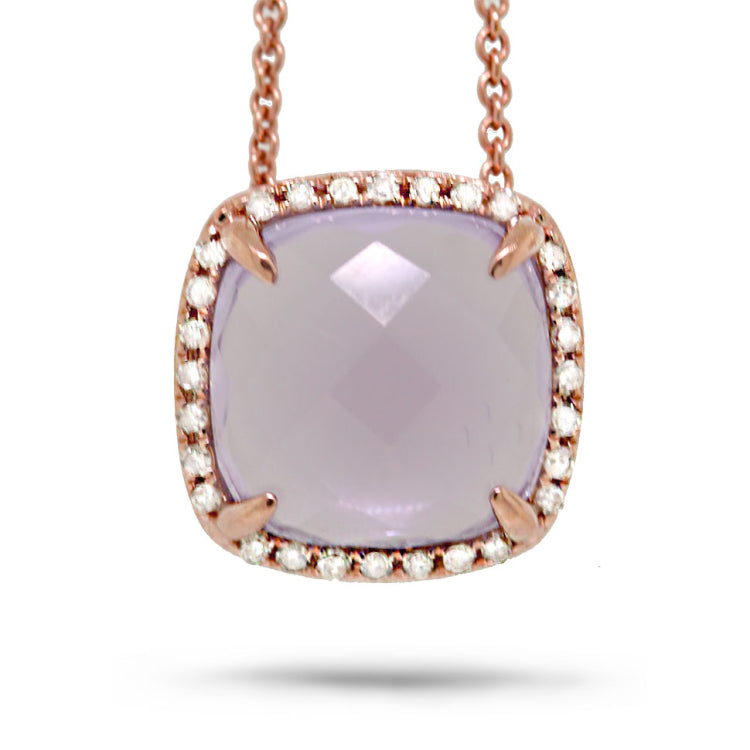 0.09ct Diamond & 2.76ct Amethyst 14k Rose Gold Pendant