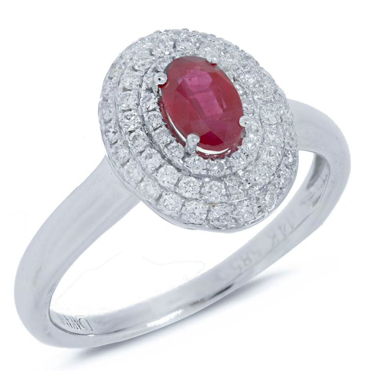 0.36ct Diamond & 0.49ct Ruby 14k White Gold Ring