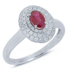 0.36ct Diamond & 0.49ct Ruby 14k White Gold Ring