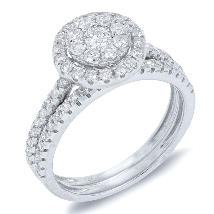 0.90ct 14k White Gold Diamond Wedding Set Pave
