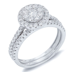 0.90ct 14k White Gold Diamond Wedding Set Pave