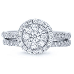 0.90ct 14k White Gold Diamond Wedding Set Pave