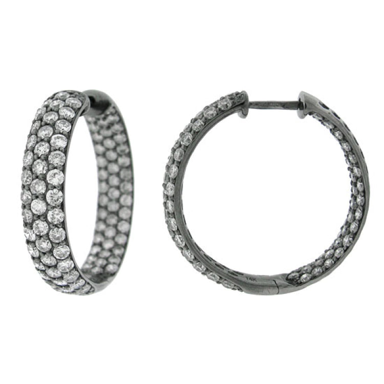 3.50ct 14k Black Rhodium Diamond Hoop Earring