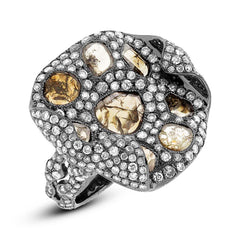 4.37ct 18k Black Rhodium Gold Fancy Diamond Ring