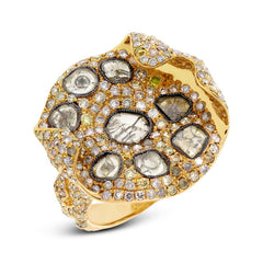 4.37ct 18k Yellow Gold Fancy Color Diamond Ring