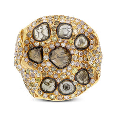 4.37ct 18k Yellow Gold Fancy Color Diamond Ring