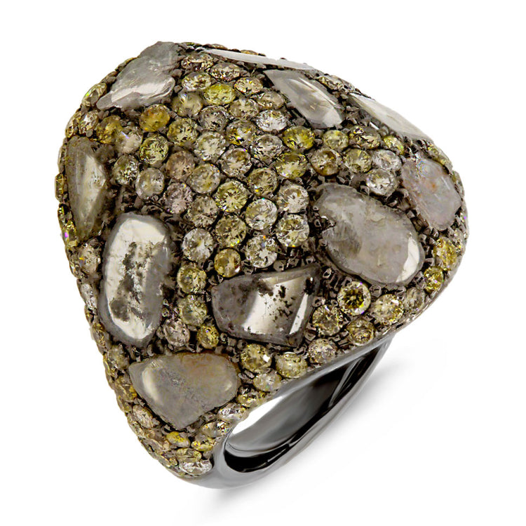 4.51ct 18k Black Rhodium Gold Fancy Color Diamond Ring