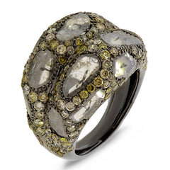 4.78ct 18k Black Rhodium Gold Fancy Color Diamond Ring