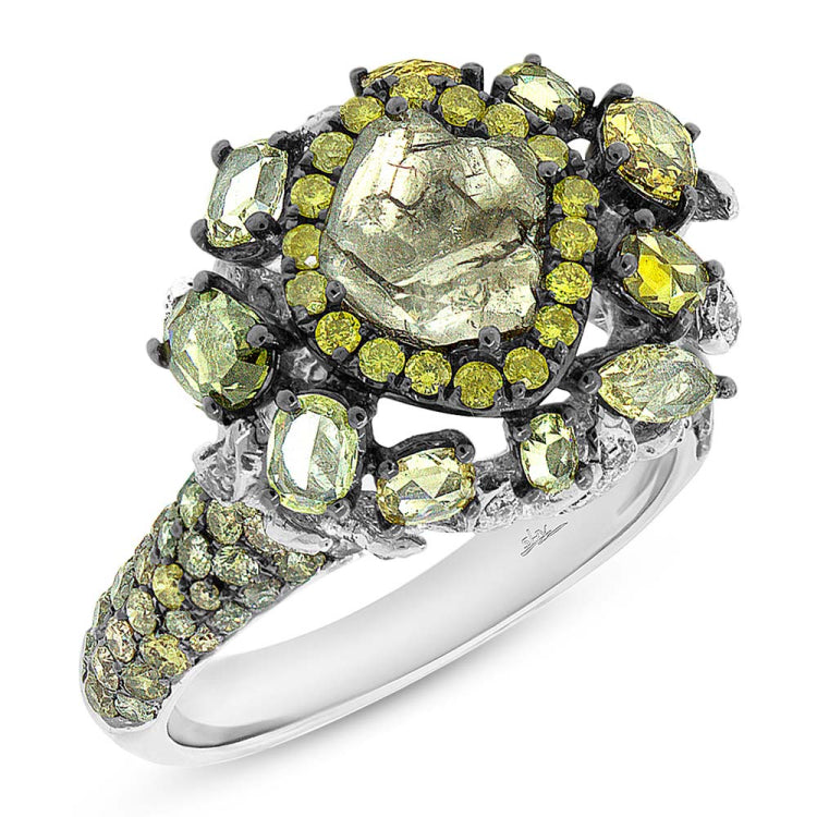 3.11ct 18k White Gold Fancy Color Diamond Ring