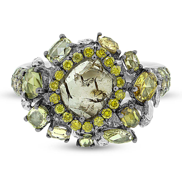 3.11ct 18k White Gold Fancy Color Diamond Ring