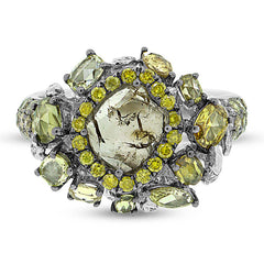 3.11ct 18k White Gold Fancy Color Diamond Ring