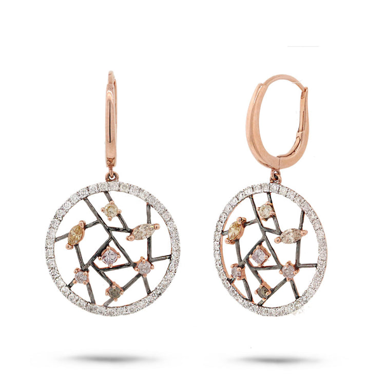 1.18ct 18k Rose Gold Fancy Color Diamond Earring