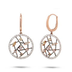 1.18ct 18k Rose Gold Fancy Color Diamond Earring