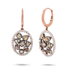 1.52ct 14k Rose Gold Fancy Color Diamond Earring