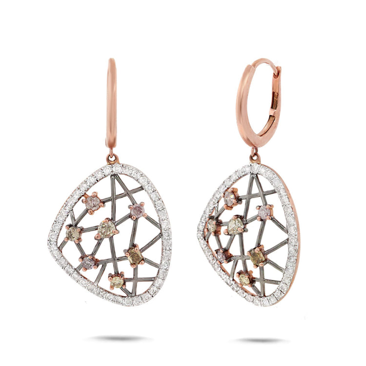 1.28ct 14k Rose Gold Fancy Color Diamond Earring