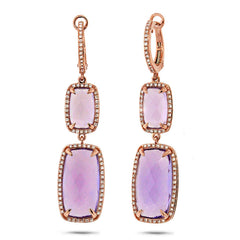 0.52ct Diamond & 14.28ct Amethyst 14k Rose Gold Earring